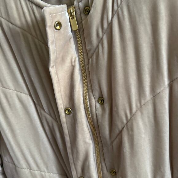 SEZANE Velvet Quilted Jacket Coat Puffer Bomber Size 36 Beige Tan Small US 4 - Picture 3 of 5